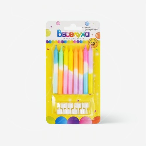 Свечи декоративные "Пастельный градиент" 8 см 620246