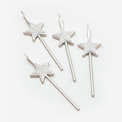 Свечи декоративные "Звёзды блестящие серебряные" 12,5 см 4 шт 10603187