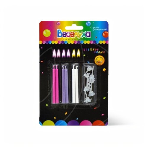 Свечи декоративные "Розовый, фиолетовый, белый" 6 см 620207