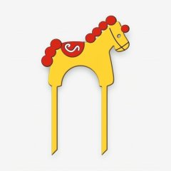 Топпер декоративный акриловый "Лошадка" Золото-красный 9 см ТСК449