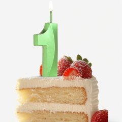 Свеча декоративная Цифра "1" Зелёная грань 5572735