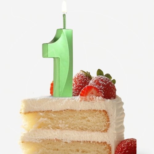 Свеча декоративная Цифра "1" Зелёная грань 5572735