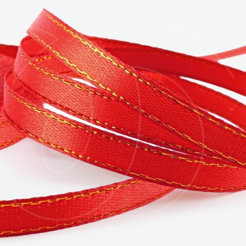 Лента для декора и упаковки атласная Красная с люрексом 6 мм 23 м 1902785