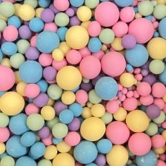 Посыпка кондитерская из дутого риса жемчуг матовый "Жёлто-голубо-розовый микс" 1,5 кг 295м