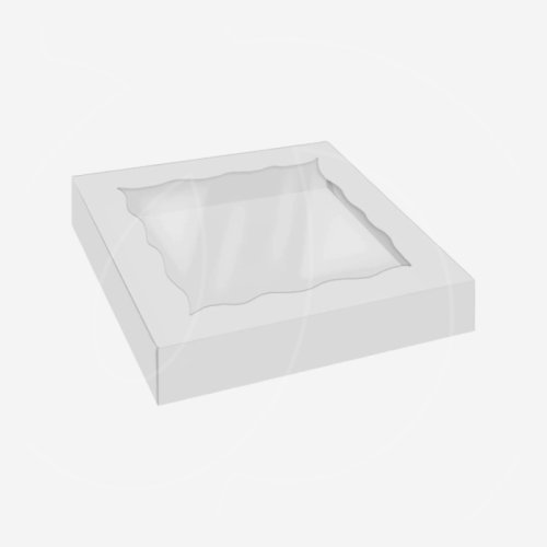 Коробка для печенья/конфет с окном белая 20х20х4 см 5 шт КУ-288