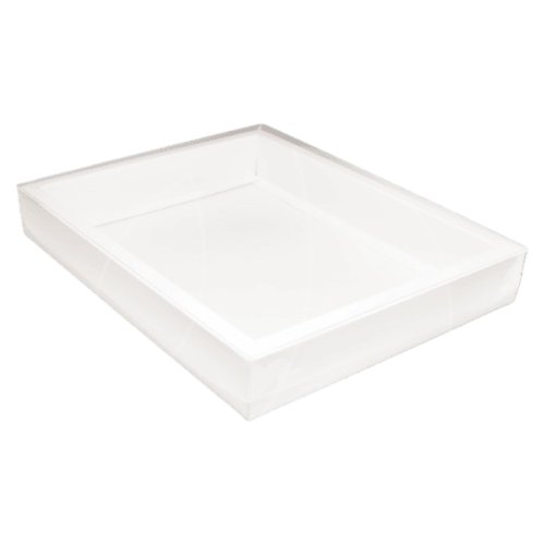 Коробка для сладостей с прозрачной крышкой белая 25,5х20,5х3,5 см 17-2-4	